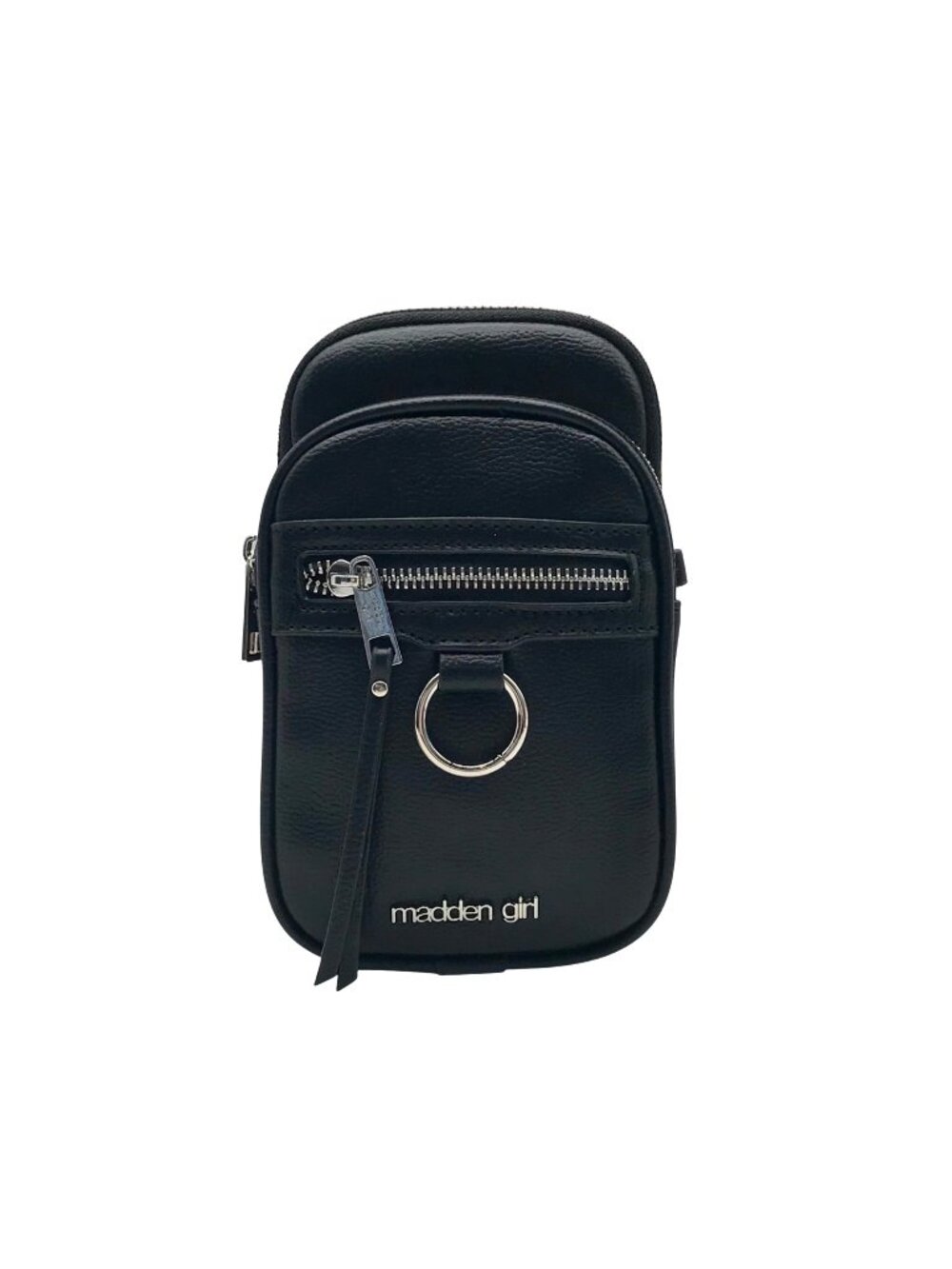 Madden Girl Black Pebbled Faux Leather Crossbody Bag